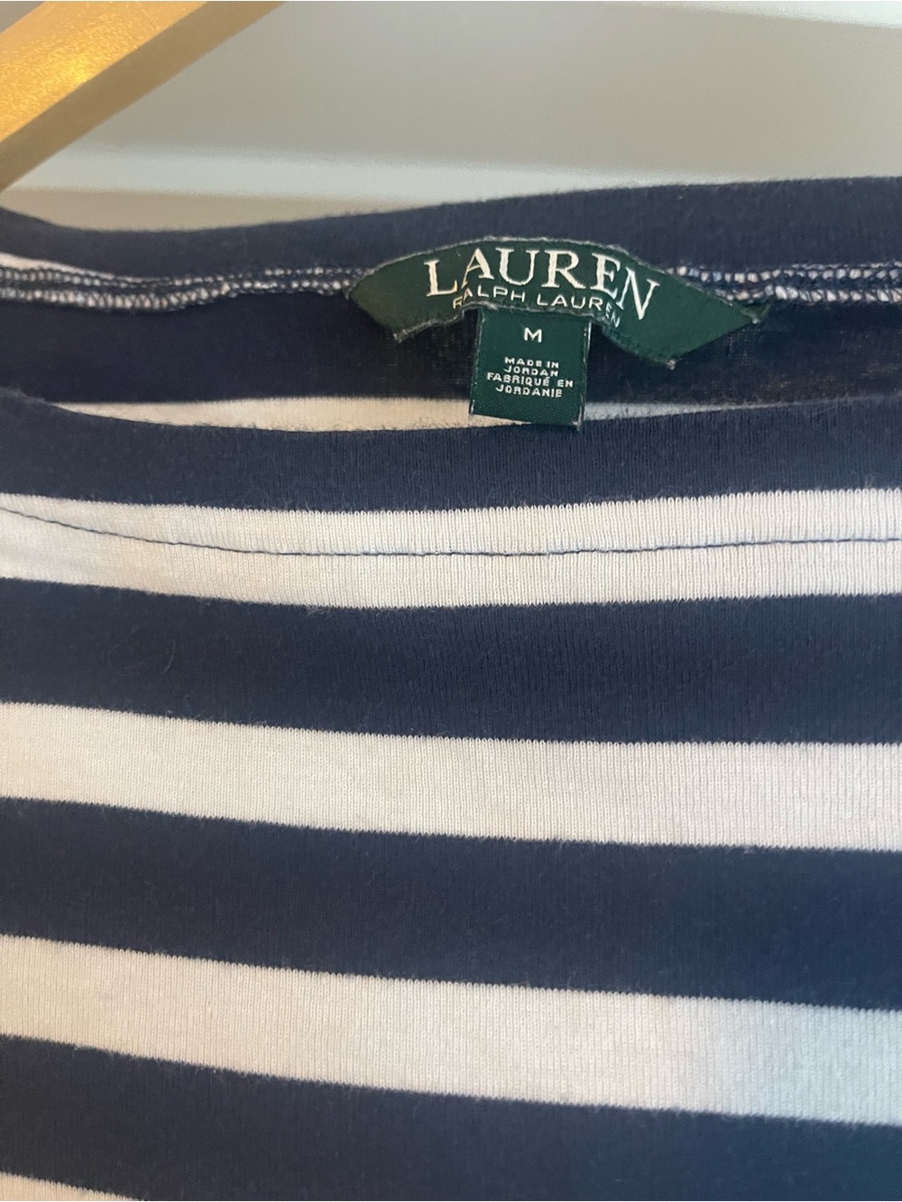 Lauren Ralph Lauren Navy and White Striped Boatneck Tee - Picture 3 of 4
